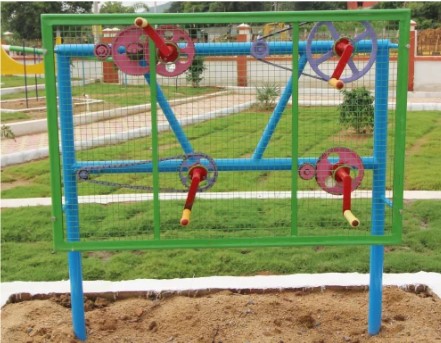 Interactive science park equipment designed to engage and educate children and visitors with hands-on learning experiences in physics, mechanics, and natural sciences.