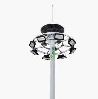 Energy-efficient street and high mast lights, including solar-powered options, designed for optimal outdoor illumination, enhancing visibility and safety in public spaces, highways, and large areas.